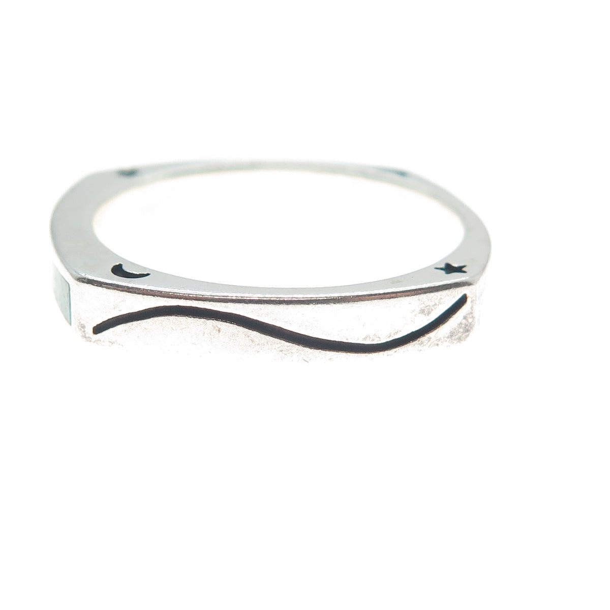 AVA YETTER 925 Sterling Vintage Southwestern Turquoise Stackable Ring Size 10.25