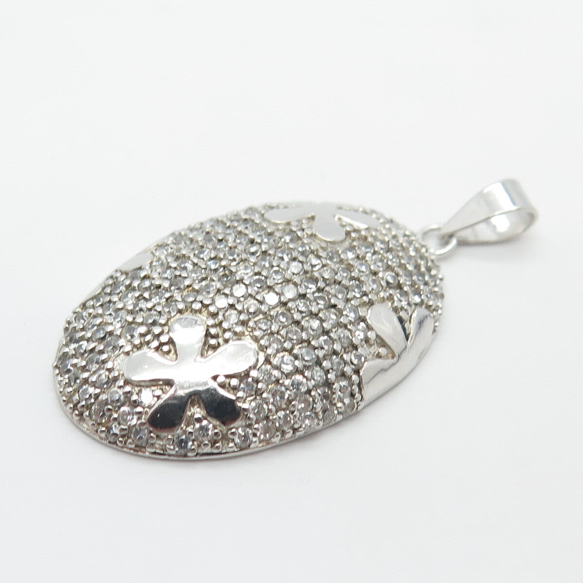 925 Sterling Silver C Z Oval Pendant