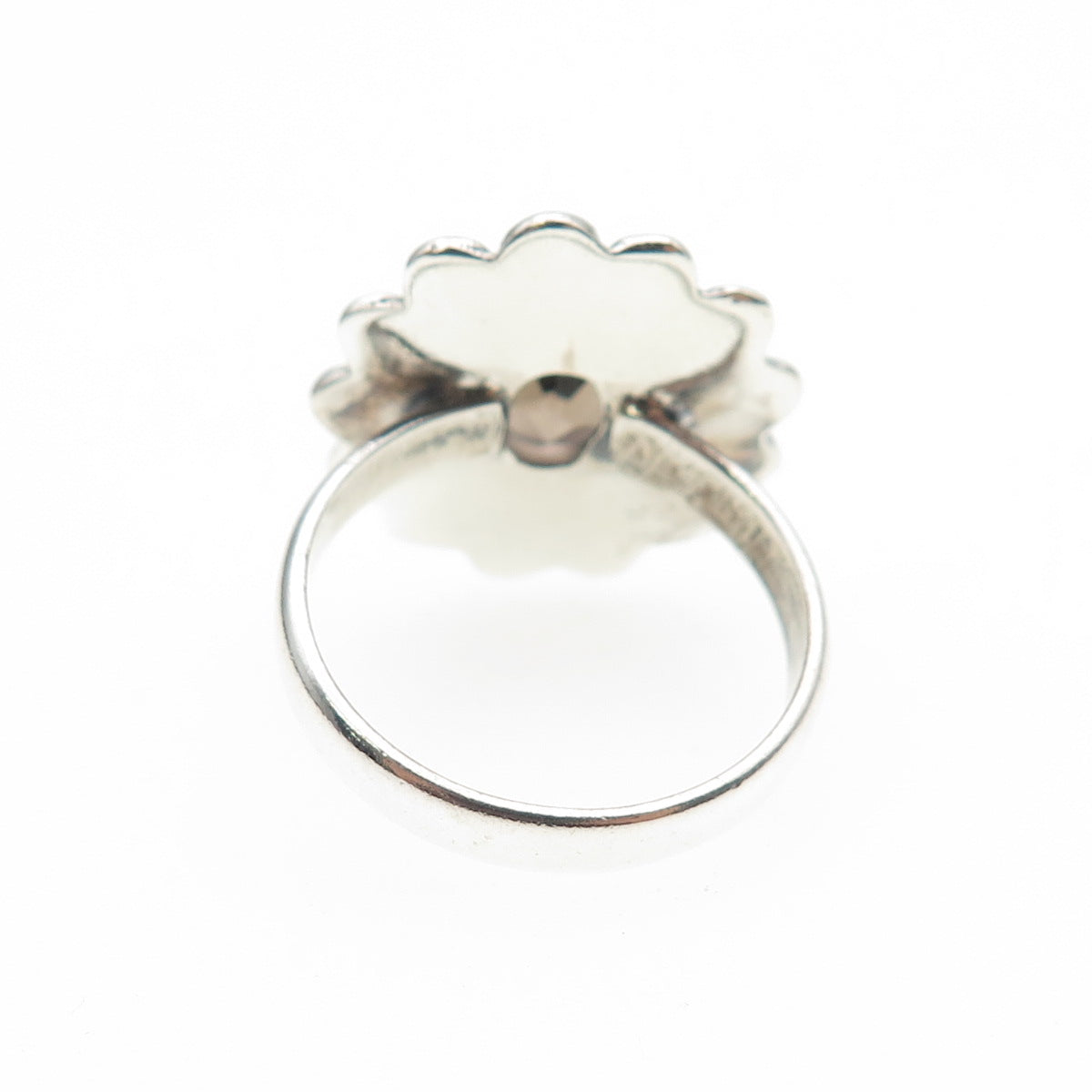 925 Sterling Silver Vintage Real Smoky Quartz Spiral Oxidized Ring Size 7.5