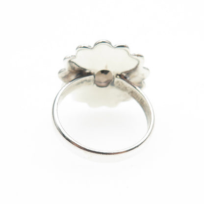 925 Sterling Silver Vintage Real Smoky Quartz Spiral Oxidized Ring Size 7.5