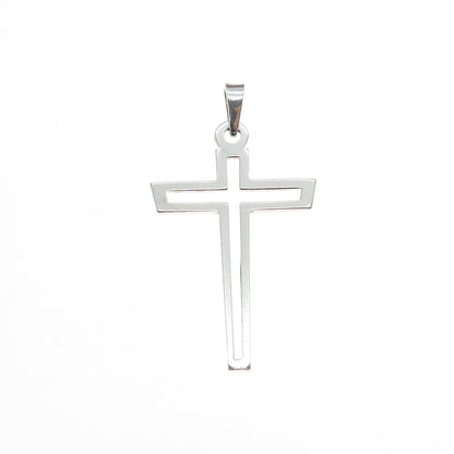 925 Sterling Silver Vintage Open Cross Charm Pendant
