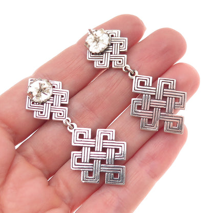 925 Sterling Silver Vintage Celtic Knot Oxidized Dangle Earrings