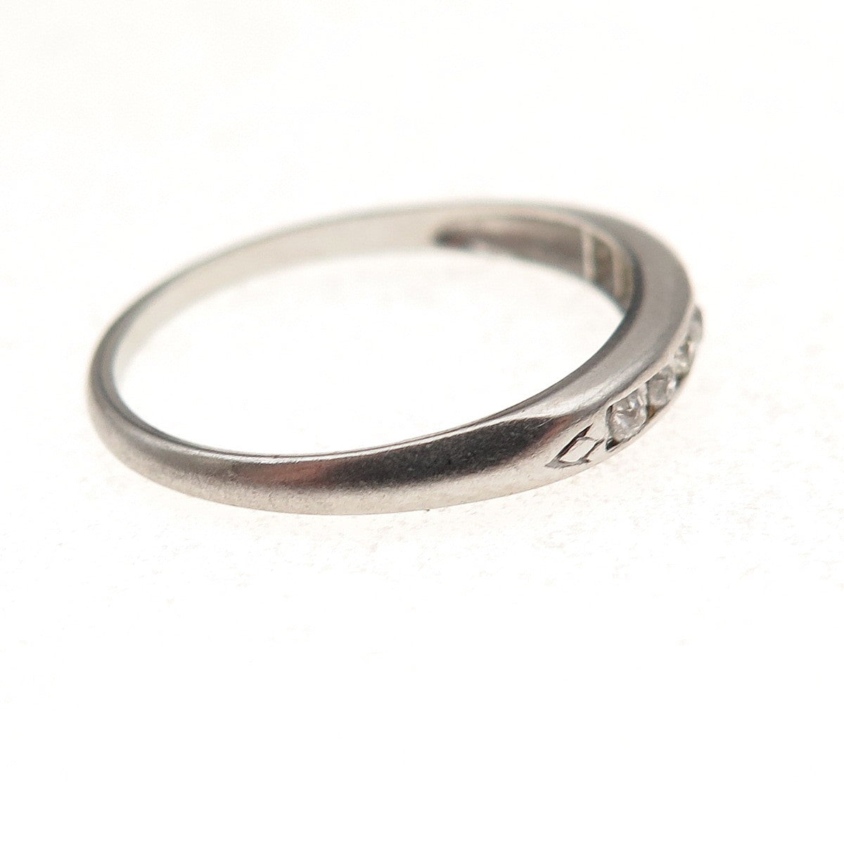 Antique Art Deco Platinum Real Round-Cut Diamond Ring Size 7