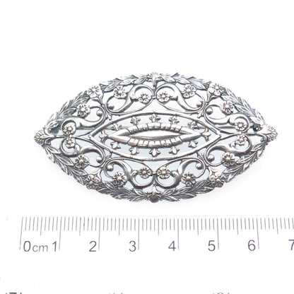 925 Sterling Silver Antique Art Deco Floral Leaf Pin Brooch