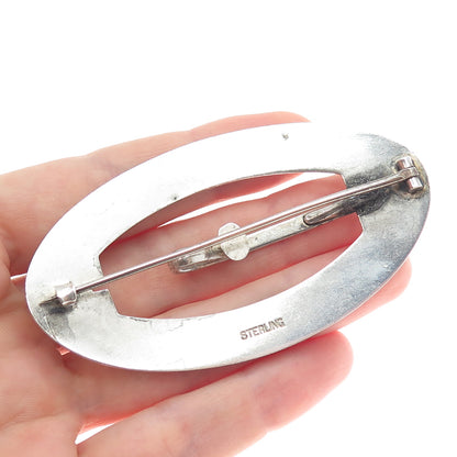 925 Sterling Silver Antique Art Deco Guilloche Enamel Belt Buckle Pin Brooch