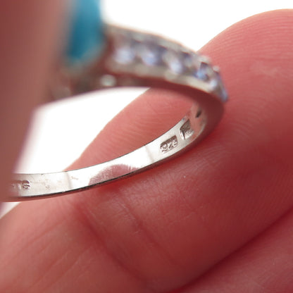 Chuck Clemency 925 Sterling Silver Real Turquoise & Tanzanite Ring Size 7.25