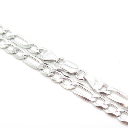 925 Sterling Silver Italy P. Lux Figaro Chain Necklace 22"
