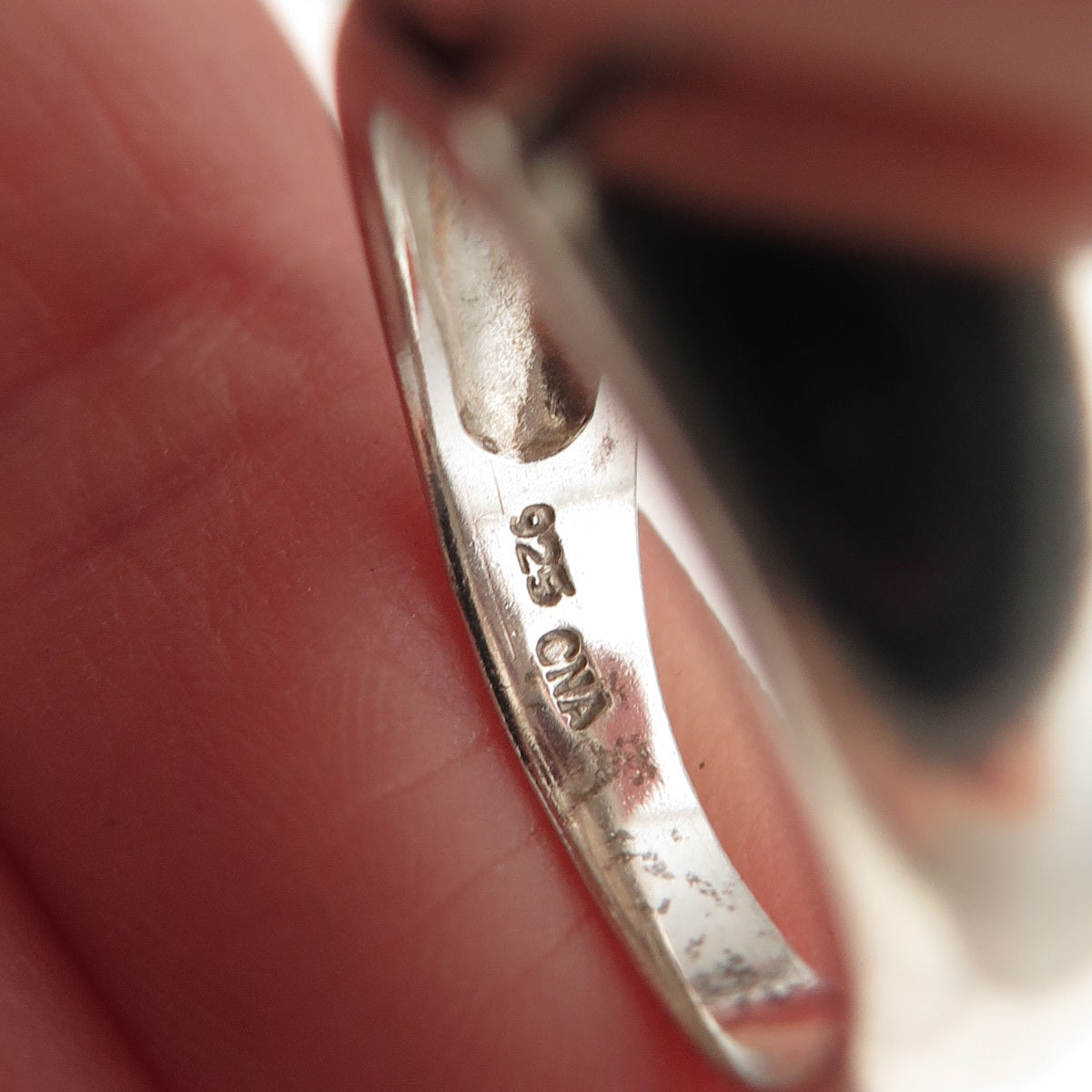 CNA Pranda 925 Sterling Silver Vintage Real Red Garnet Dome Oxidized Ring Size 5