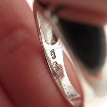 CNA Pranda 925 Sterling Silver Vintage Real Red Garnet Dome Oxidized Ring Size 5