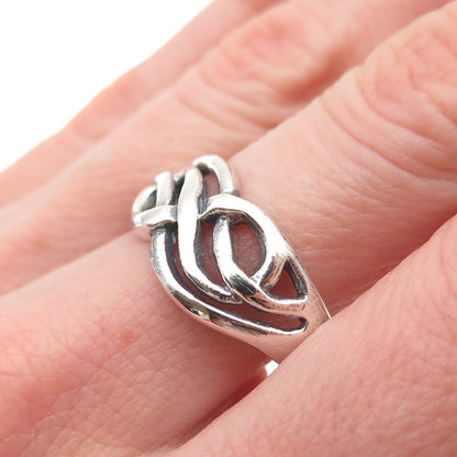 925 Sterling Silver Vintage Modernist Infinity Oxidized Ring Size 10