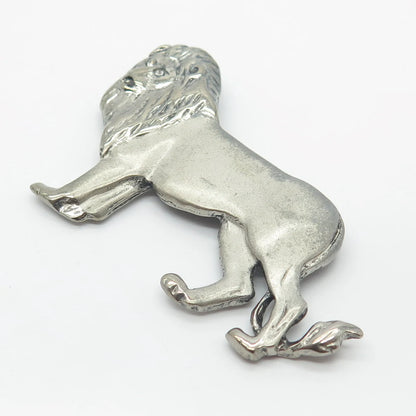 925 Sterling Silver Vintage Italy C Z Lion / Leo Zodiac Sign Pin Brooch