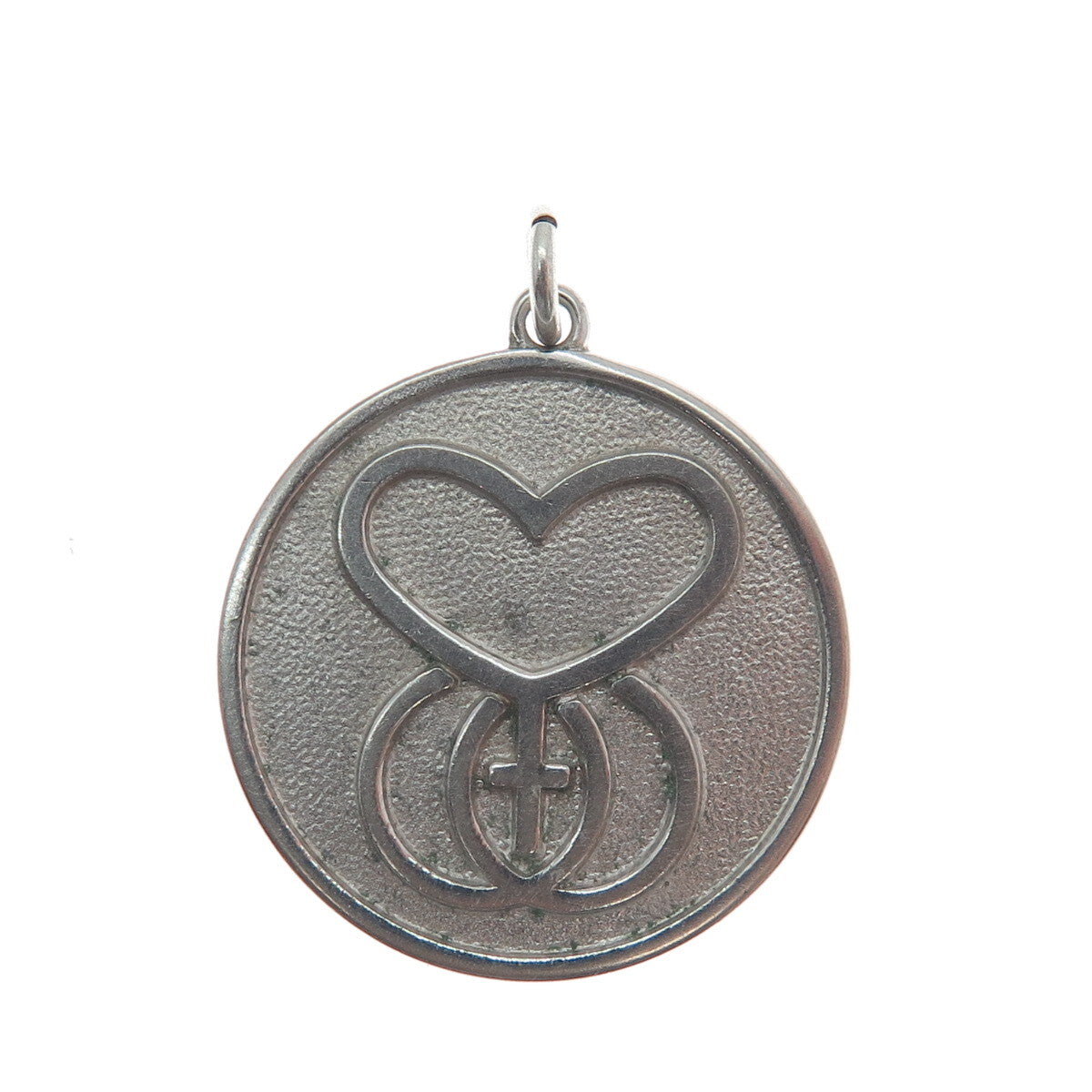 DIEGES & CLUST 925 Sterling Silver Vintage Heart & Cross Charm Pendant