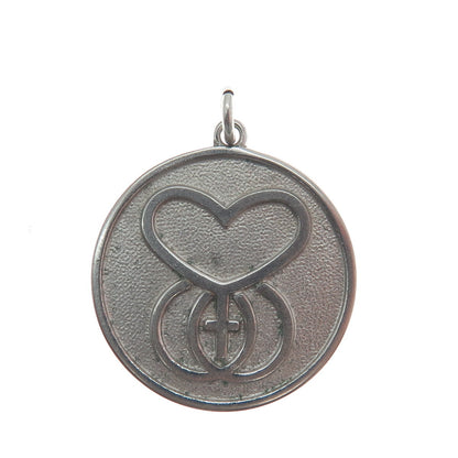 DIEGES & CLUST 925 Sterling Silver Vintage Heart & Cross Charm Pendant