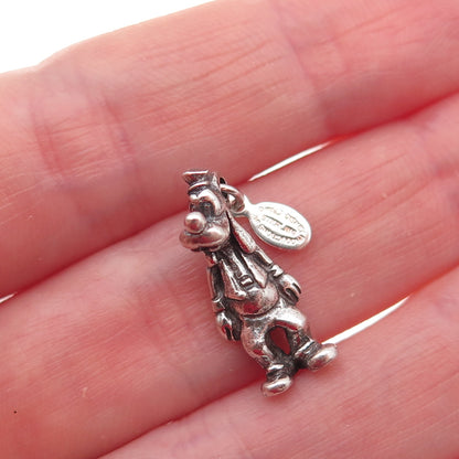 Walt Disney 925 Sterling Silver Vintage Goofy Oxidized 3D Mini Charm Pendant