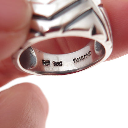 Chapal Zenray 925 Sterling Silver Vintage Modernist Oxidized Ring Size 8