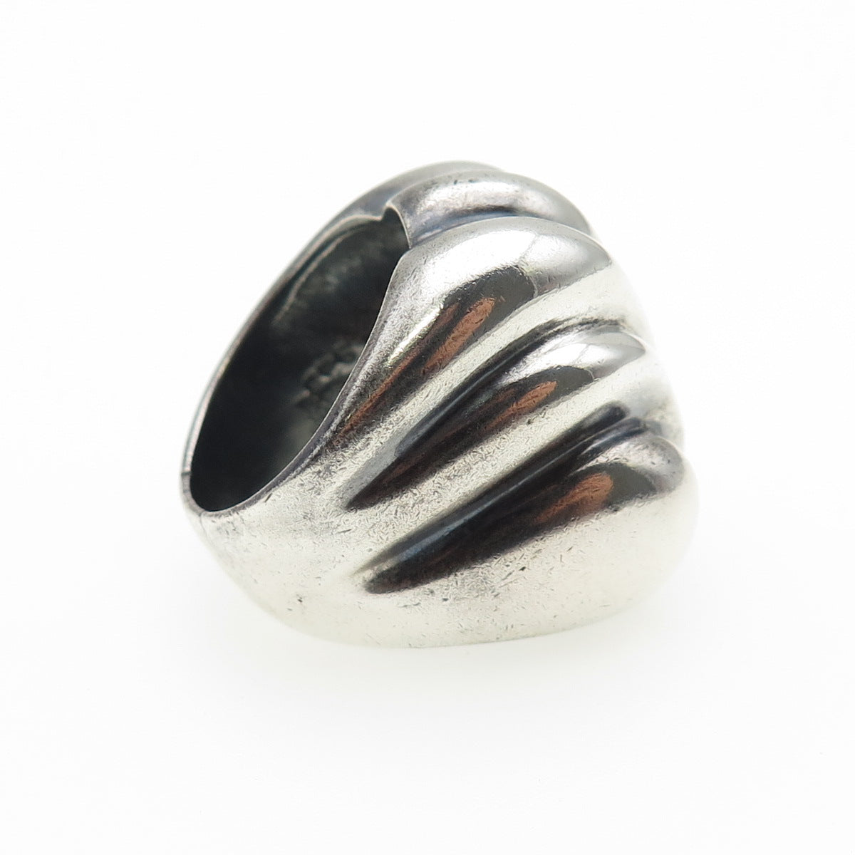 925 Sterling Silver Vintage Modernist Ribbed Oxidized Ring Size 7