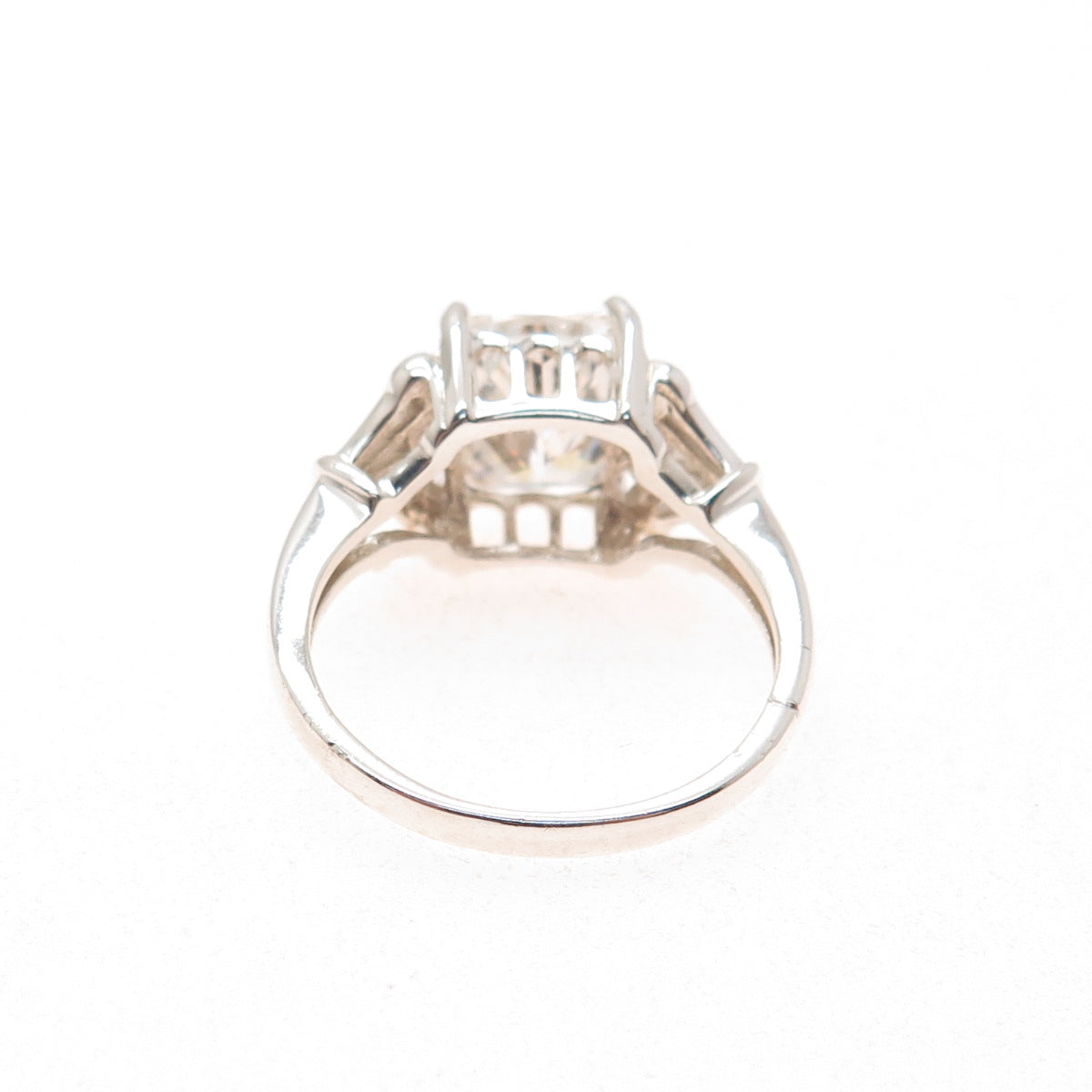 925 Sterling Silver Vintage Emerald-Cut C Z Engagement Ring Size 8