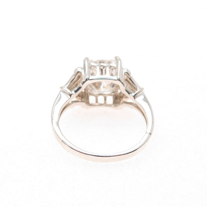 925 Sterling Silver Vintage Emerald-Cut C Z Engagement Ring Size 8