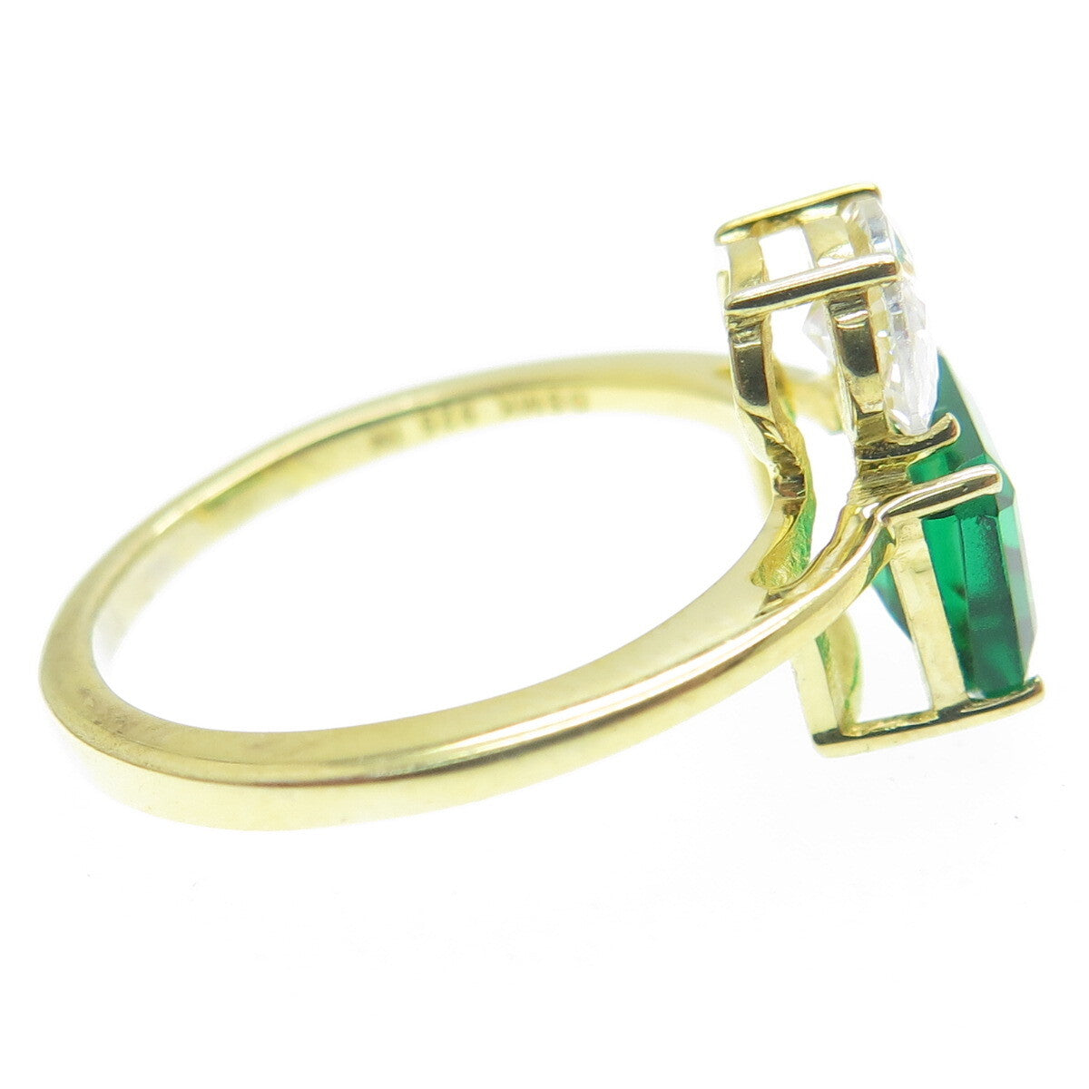 DSMK 925 Sterling Silver Gold Plated Chrome Diopside Gem & C Z Ring Size 6