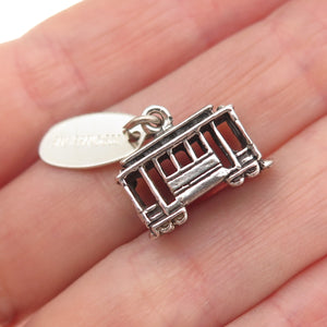 MAISELS INDIAN 925 Sterling Silver Vintage SF Cable Car 3D Mini Charm Pendant