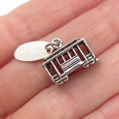 MAISELS INDIAN 925 Sterling Silver Vintage SF Cable Car 3D Mini Charm Pendant