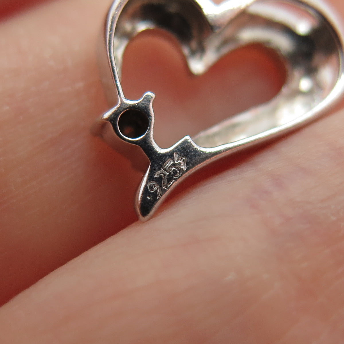 925 Sterling Silver Real Diamond Accent Heart Minimalist Slide Charm Pendant
