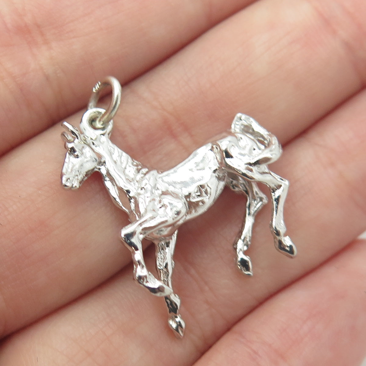 925 Sterling Silver Vintage Racing Horse Charm Pendant