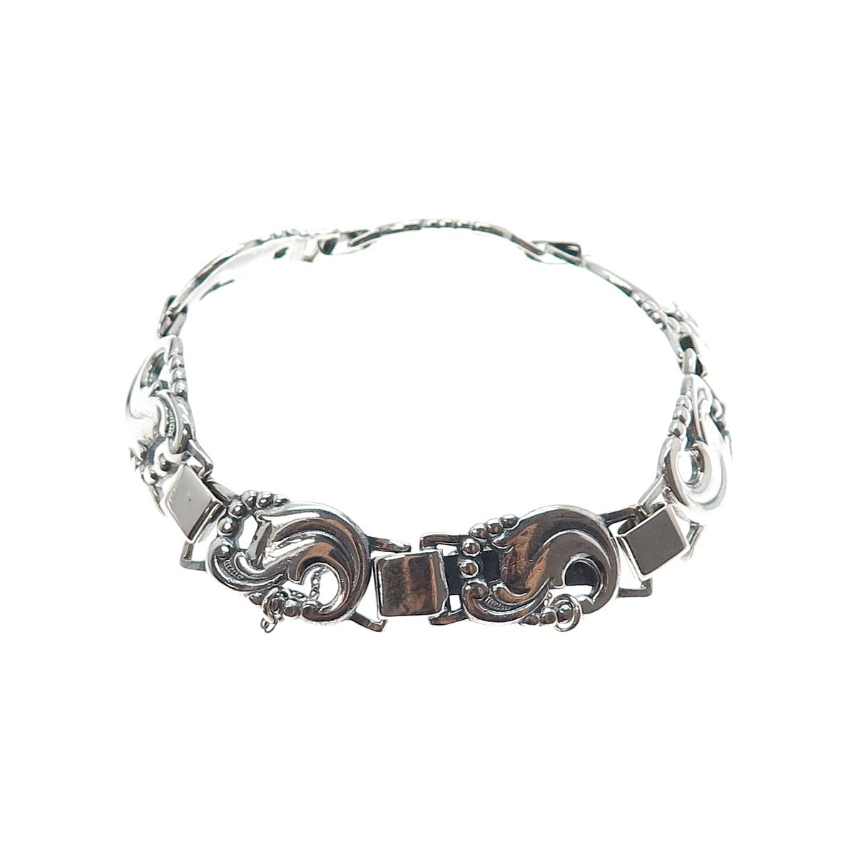 EILER & MARLOE 830S Silver Antique Art Deco Denmark Floral Bracelet 7.5" #12