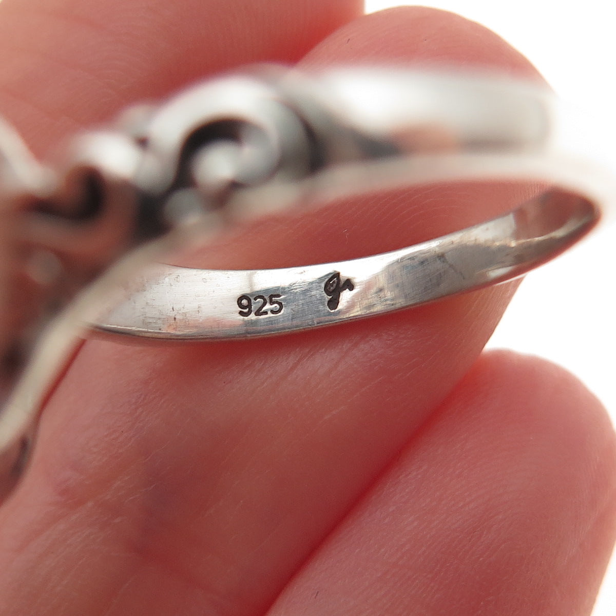 Samuel Benham 925 Sterling Silver Vintage Real Turquoise Heart Ring Size 10.25