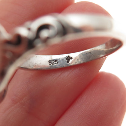 Samuel Benham 925 Sterling Silver Vintage Real Turquoise Heart Ring Size 10.25