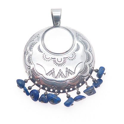 Quoc Turquoise Old Pawn Sterling Silver Vintage Lapis Pendant (missing stone)