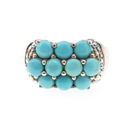 Chuck Clemency 925 Sterling Silver Real Blue Diamond & Turquoise Ring Size 10