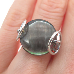 ROSS SIMONS 925 Sterling Silver Vintage Real Abalone Shell Spiral Ring Size 5