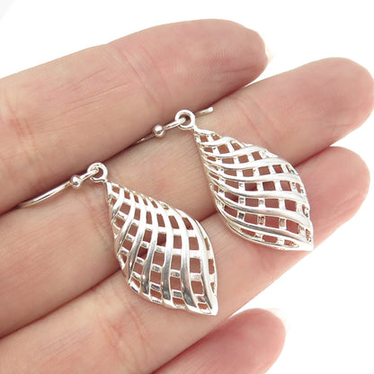 925 Sterling Silver Vintage Lattice Dangling Earrings