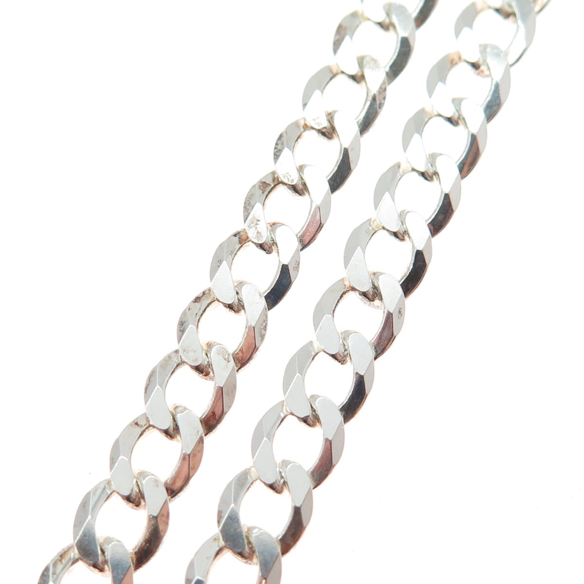 925 Sterling Silver Vintage Italy Curb Chain Necklace 18"