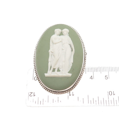 WEDGWOOD 925 Sterling Silver Vintage England Jasperware Muses Pin Brooch B60