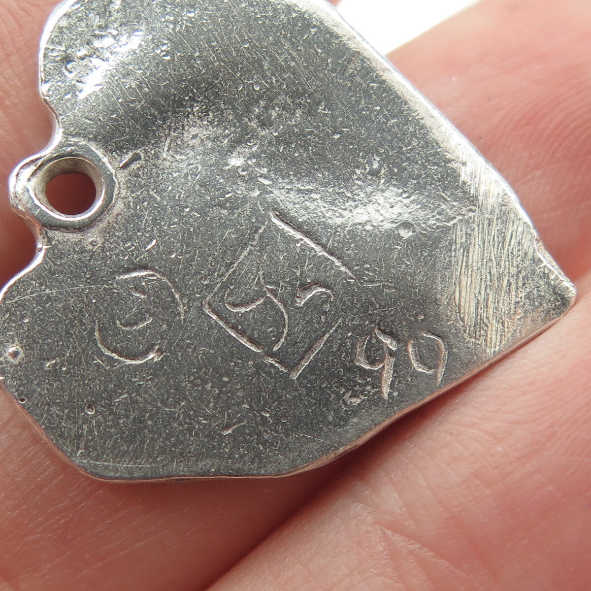 925 Sterling Silver Vintage 1990 Modernist Heart Charm Pendant