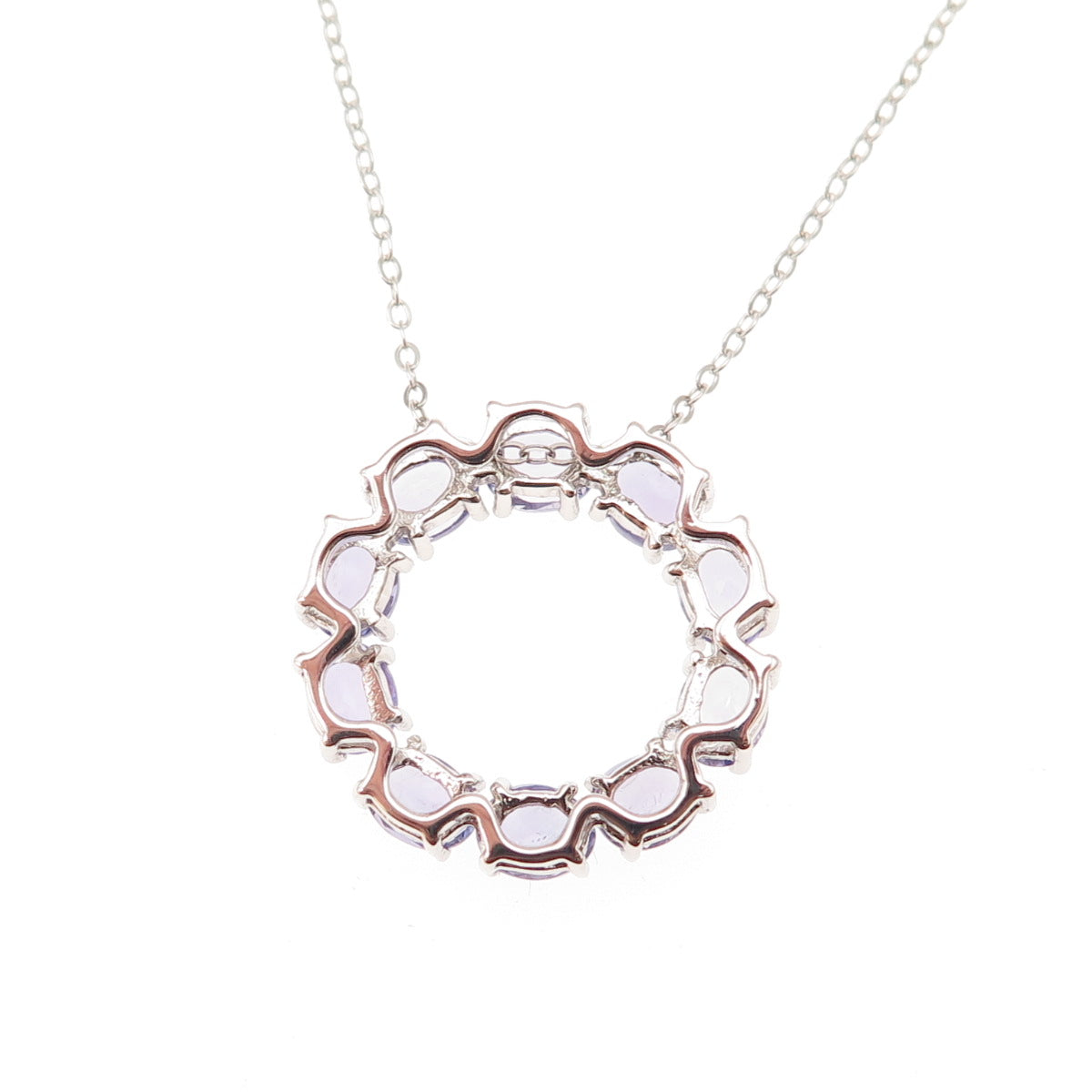 925 Sterling Silver Real Tanzanite Circle of Life Cable Chain Necklace 18"