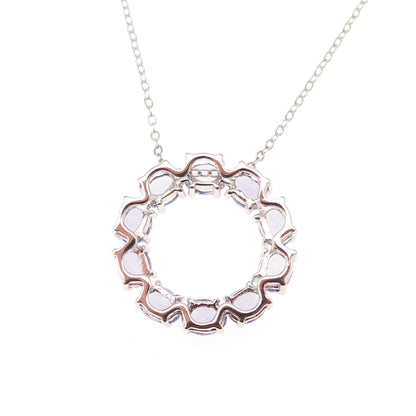 925 Sterling Silver Real Tanzanite Circle of Life Cable Chain Necklace 18"
