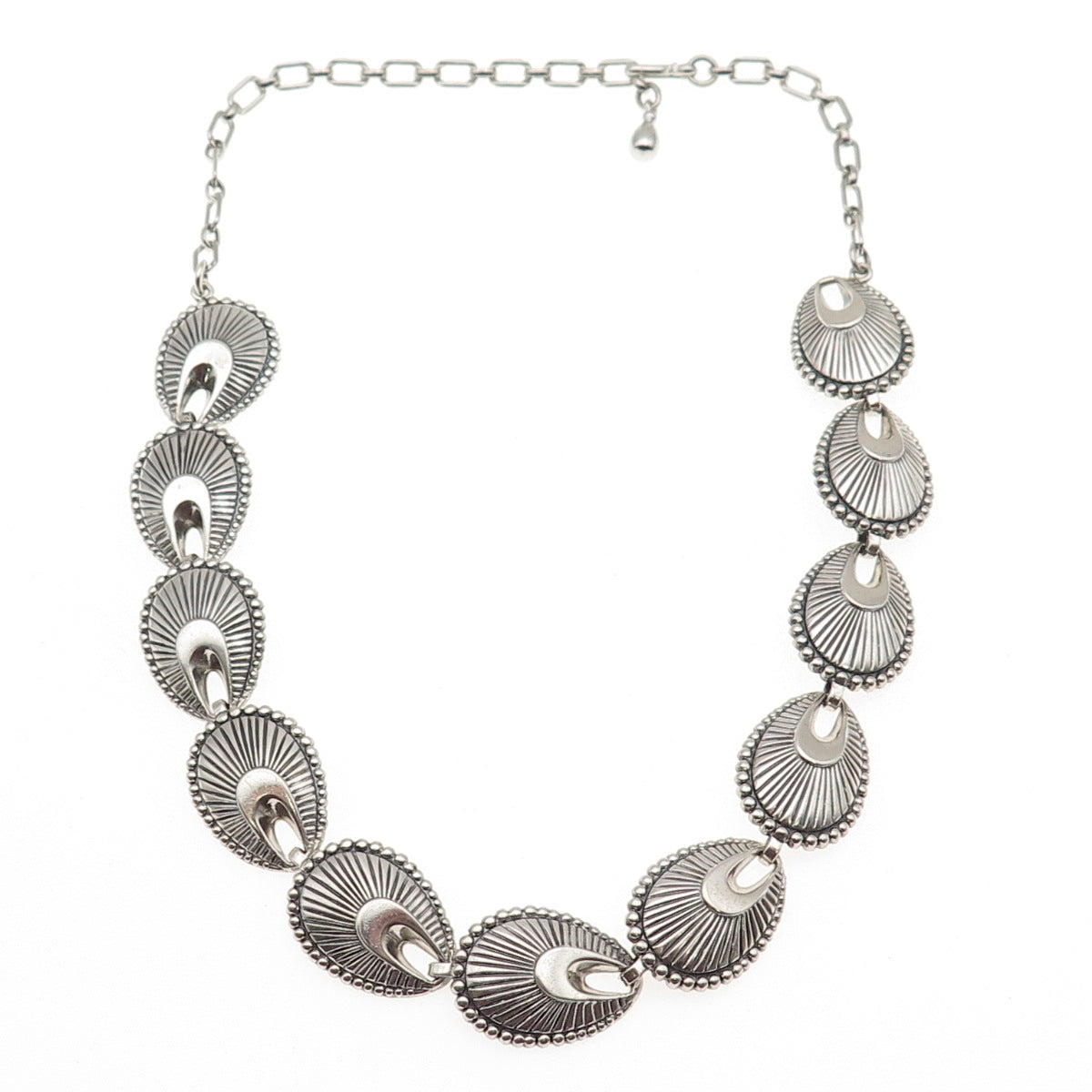 DANECRAFT 925 Sterling Silver Antique Art Deco Seashell Chain Necklace 14-16"
