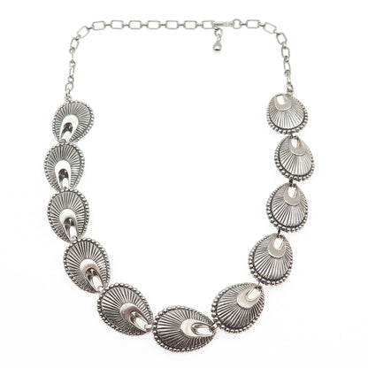 DANECRAFT 925 Sterling Silver Antique Art Deco Seashell Chain Necklace 14-16"