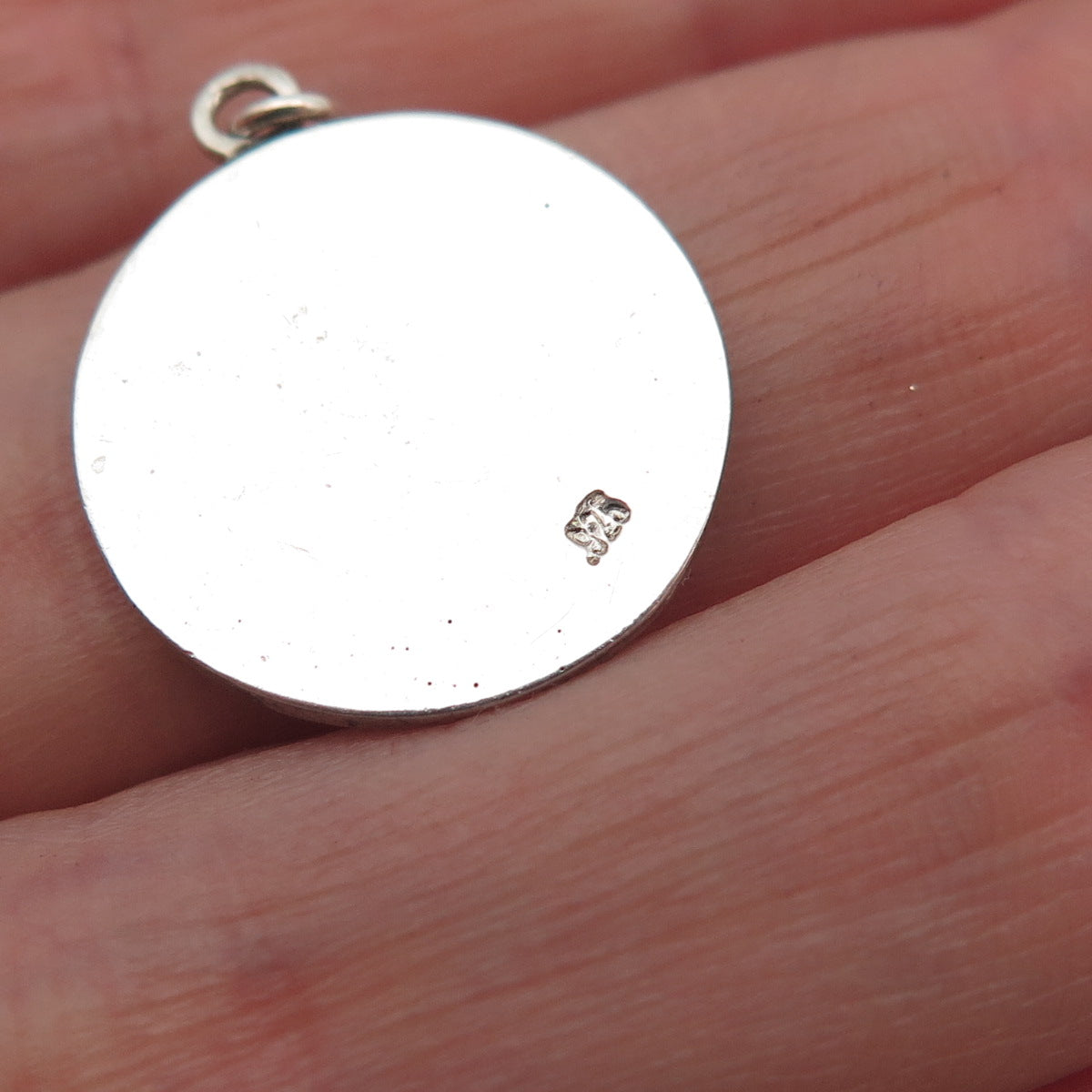 925 Sterling Silver Vintage Family Heart Round Tag Mini Charm Pendant