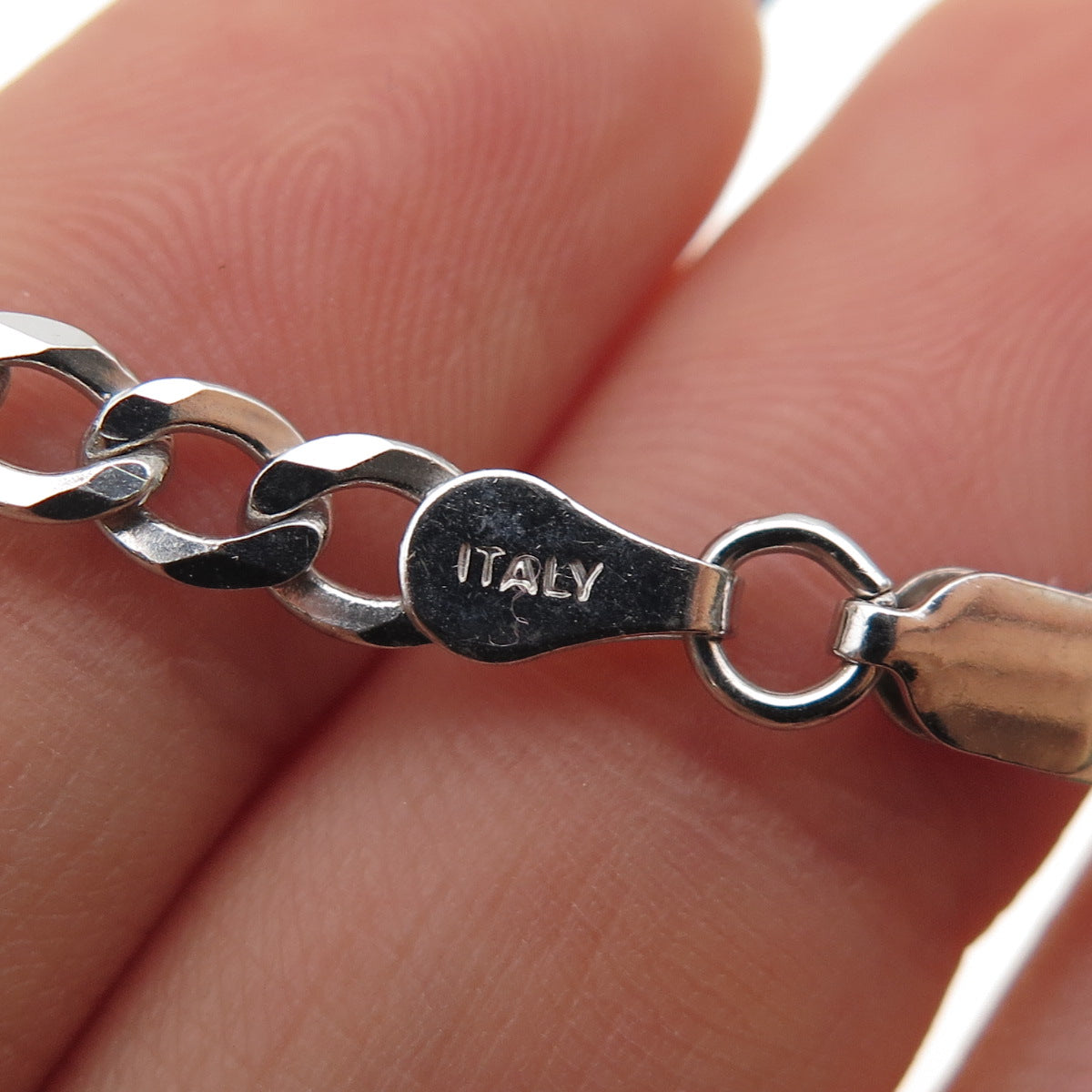 P. LUX 925 Sterling Silver Italy Figaro Chain Necklace 20"