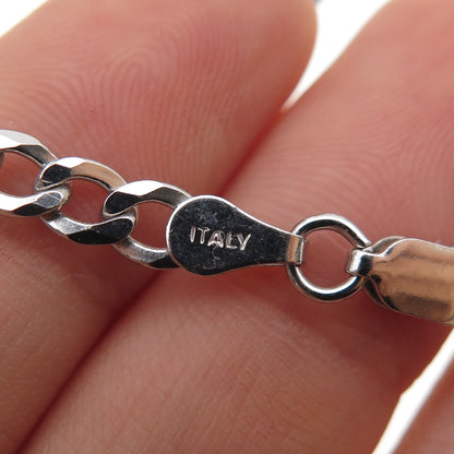 P. LUX 925 Sterling Silver Italy Figaro Chain Necklace 20"