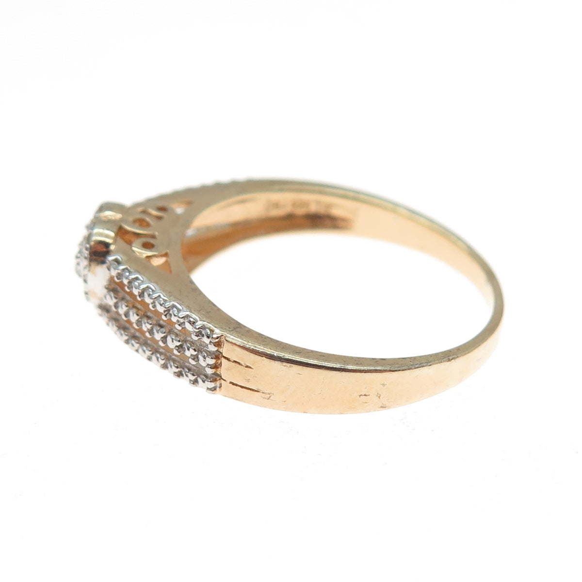 DBJ DEE BERKLE 925 Sterling Silver Gold Plated Real Diamond Heart Ring Size 10