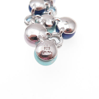 Honora 925 Sterling Real Multi-Color Pearl Blue & White Topaz Chain Necklace 18"
