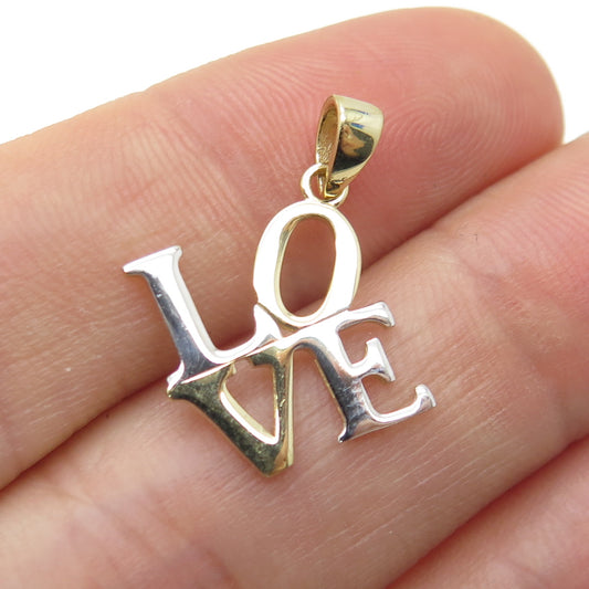 14K Yellow & White Gold "LOVE" Minimalist Charm Pendant