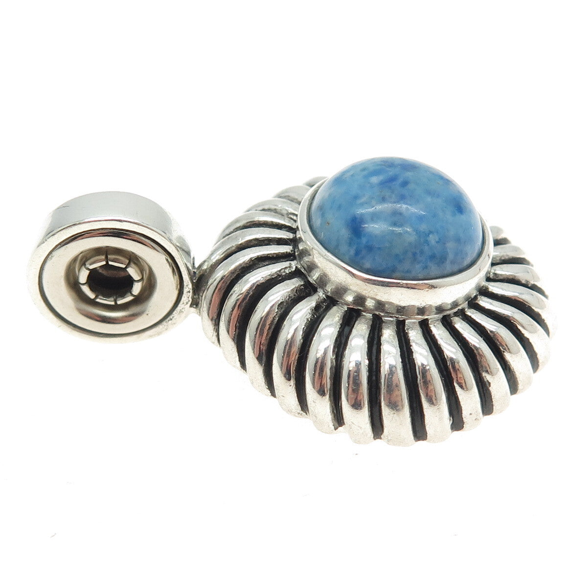 ESPO SIG Joseph Esposito Sterling Silver Vintage Real Denim Lapis Snap Pendant