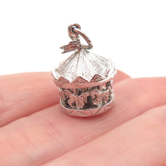 Rembrandt RQC Sterling Silver Antique Art Deco Carousel 3D Mini Charm Pendant