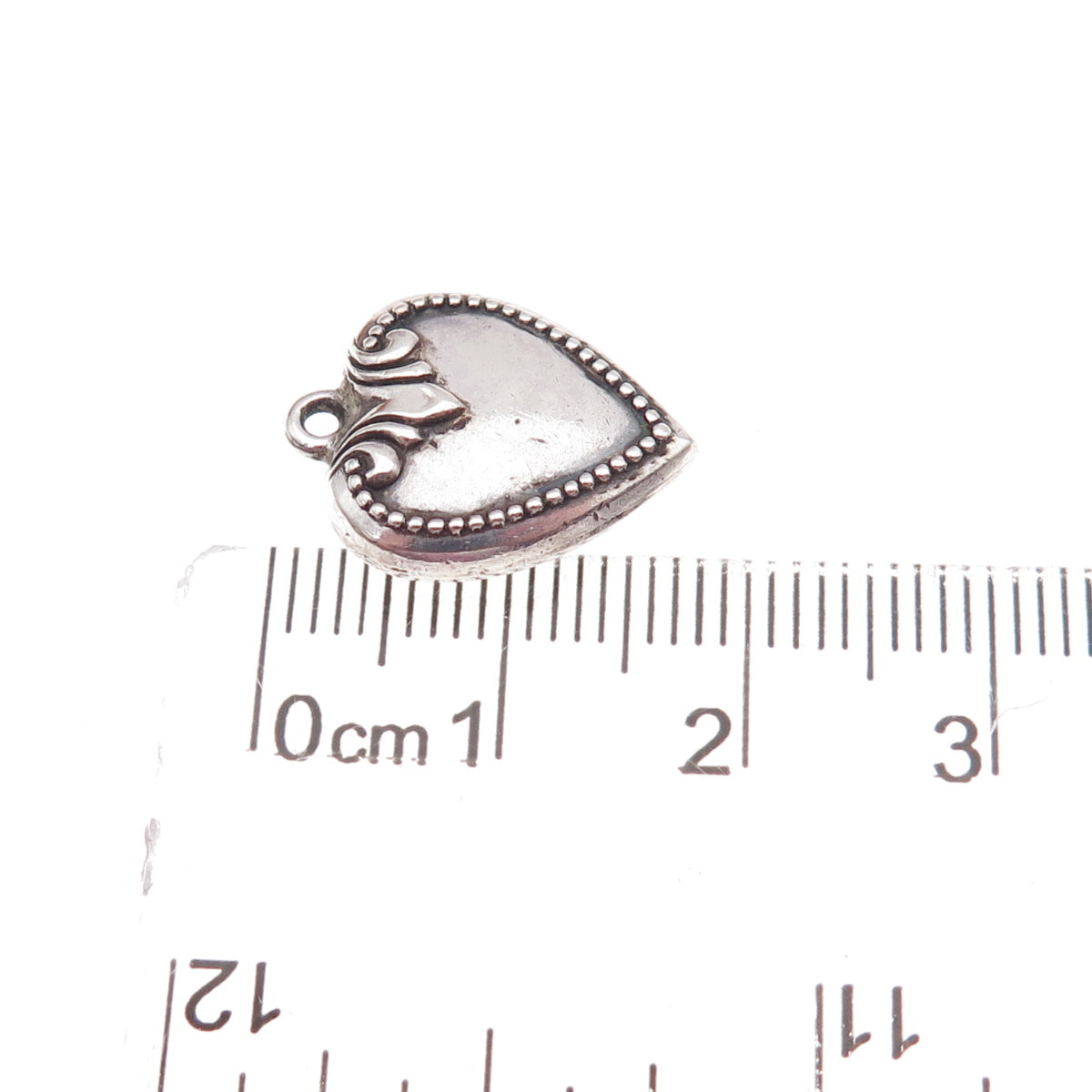 925 Sterling Silver Antique Art Deco Engraved Chatelaine Heart Charm Pendant